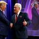 President Donald Trump is greeted by Matt Schlapp, Chairman of the American Conservative Union, as the president arrives to speak at the Conservative Political Action Conference, CPAC 2020, at National Harbor, in Oxon Hill, Md., Saturday Feb. 29, 2020